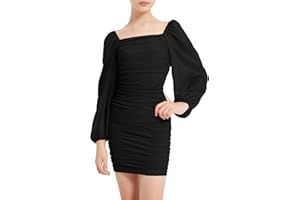 EXARUS Girls Ruched Bodycon Dress Teen Long Sleeve/Spaghetti Strap/One Shoulder Party Mesh Homecoming Tight Short
