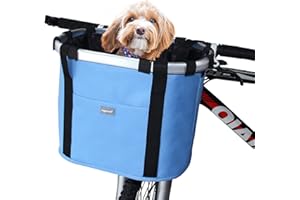 RAYMACE Bicycle Basket Dog Bike Handlebar Basket Front,Folding Detachable Quick Release Easy Install,Cycling Picnic Bag
