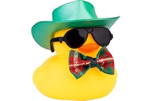 CoFuBcad Rubber Duck Car Dashboard St. Patrick's Day Decoration Cute Car Ornaments Accessories with Lucky Green Shamrocks Hat, Bow and Sunglasse(A7)