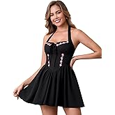 Auraxe Summer Halter Corset Graduation Short Dress Casual Cute A Line Bow Sundress Lace Up Party Mini Dresses for Women 2026