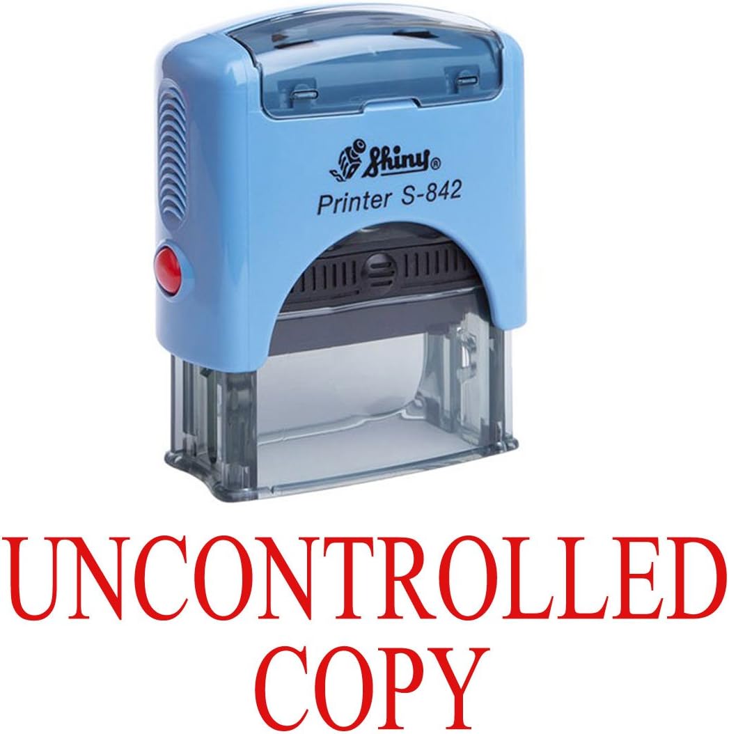 Printtoo UNCONTROLLED Copy Self Inking Rubber Stamp Office Stationary Custom Shiny Stamp, Red Ink, 14 mm x 38 mm