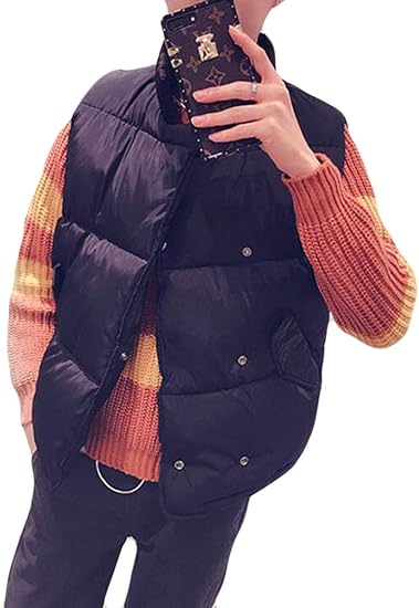 Amazon Rehoodnメンズ ダウンベスト 秋 冬 ショート メンズ 中綿 ベスト 立ち襟 袖なし 厚手 チョッキ 無地 スナップ メンズ コート 防風 防寒 アウター ファッション 通勤 通学 カジュアル 韓国風 ベスト 通販