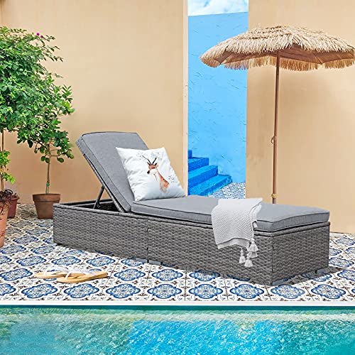 Patiorama Outdoor Patio Chaise Lounge Chair, Elegant Reclining