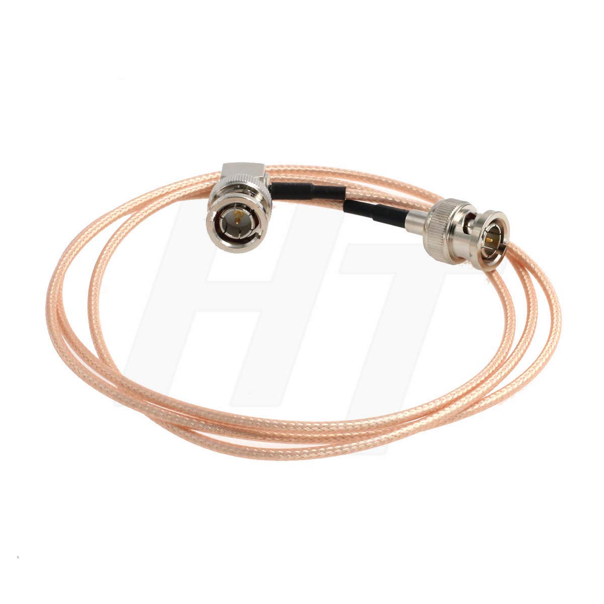 HangTon Super Flexible Thin Camera Monitor 3G HD-SDI Video RF Coaxial Cable Right Angle Male BNC to Straight Male BNC RG179 75Ohm (1 meter)