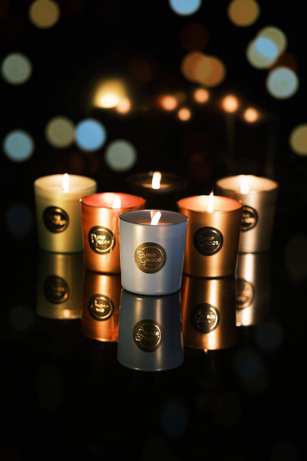 Pure Grace Scented Candle, Natural Soy Candle for Home, Burn Time 40 Hours, Glass Jar, Home Gift, 210g (Sandal)