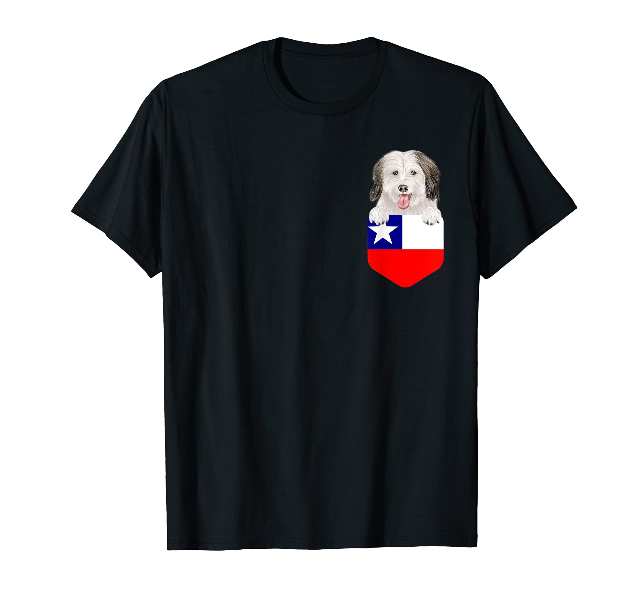 Chile Flag Coton de Tulear Dog In Pocket T-Shirt