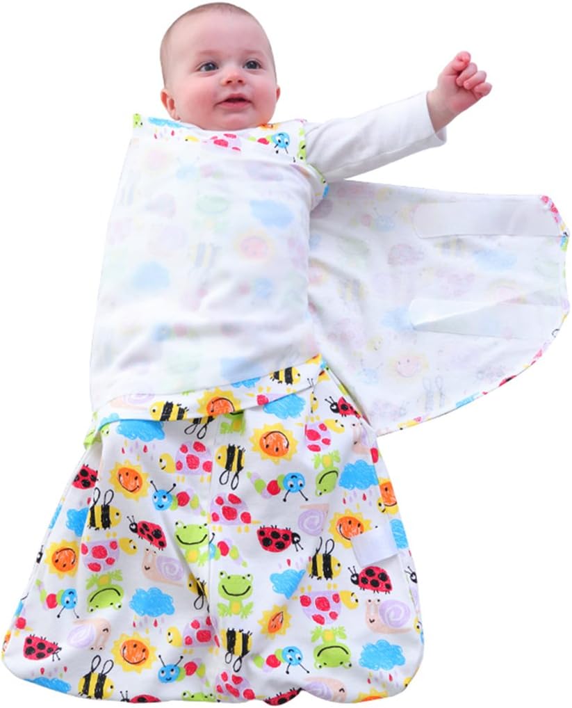 WICIHODOO Sleeping Sack 100 Percent Cotton Original Swaddle Blanket 1-PK,Ladybugs,9-20 lbs,Long Wing Design