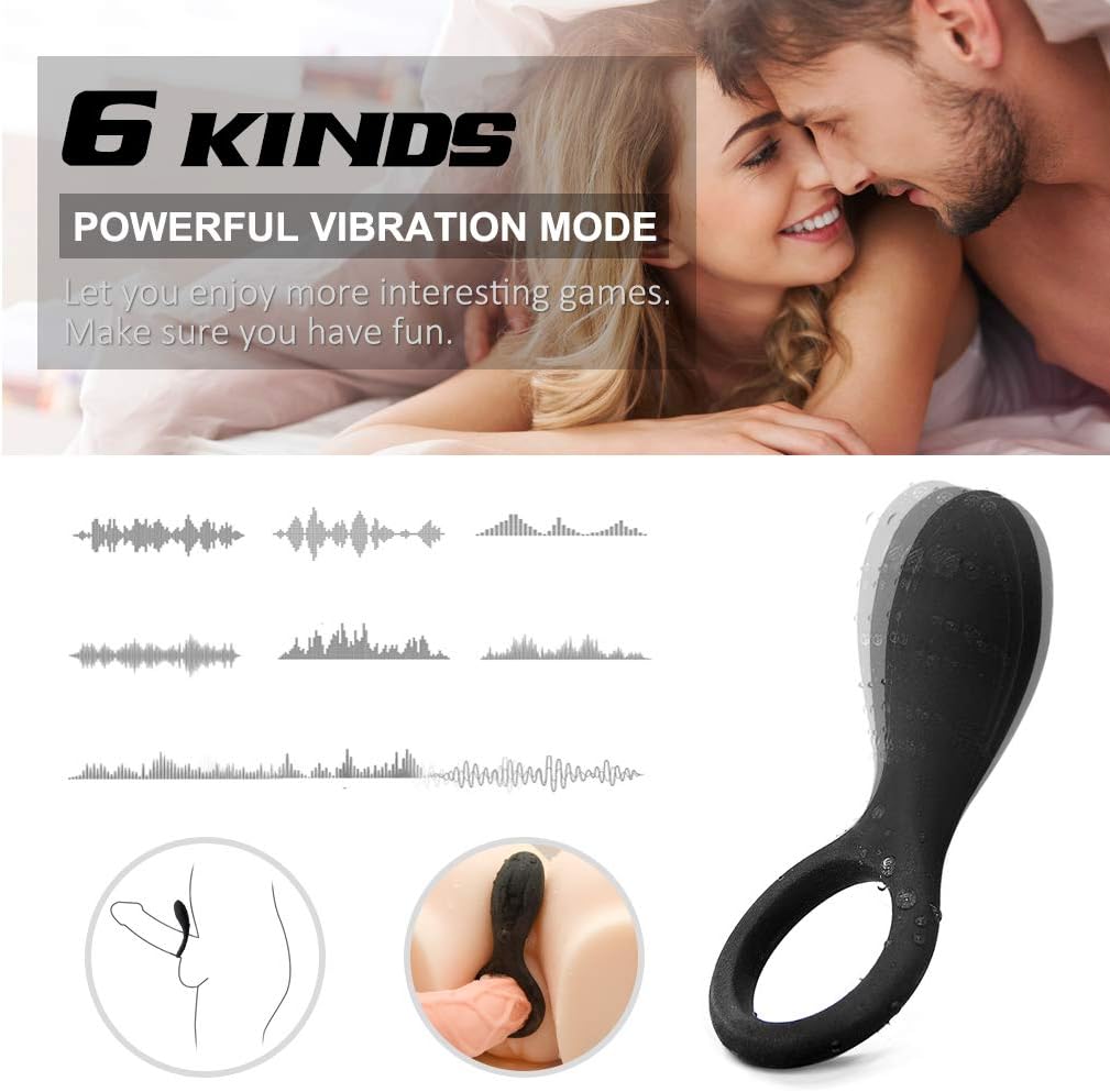 Waterproof Soft Black Vǐbrating Cǒck Ring Training Ring for Men Longer Lasting 9 Modes 100% Secret Packing