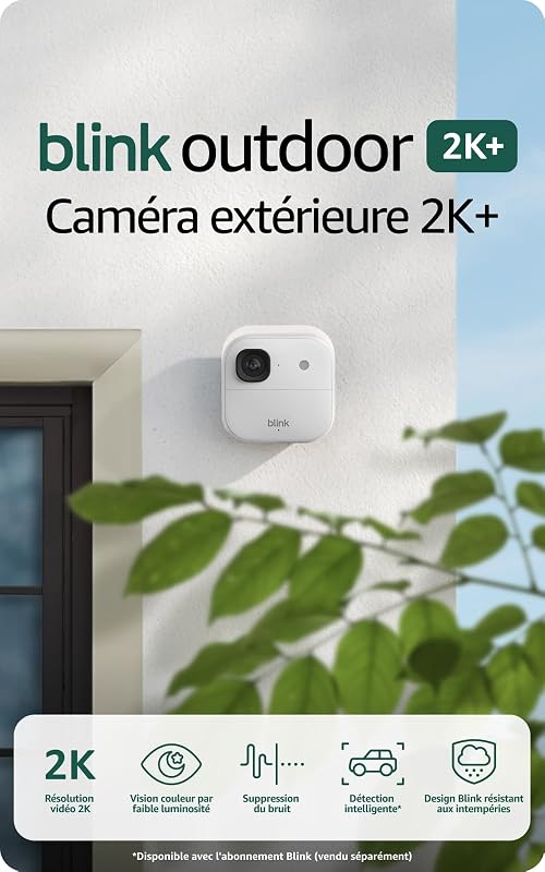 Caméra extérieure 2K+ Blink (nouvelle génération) — Caméra de surveillance connectée sans fil, résolution vidéo 2K, audio amélioré, module de synchronisation requis, non inclus—Caméra additionnelle