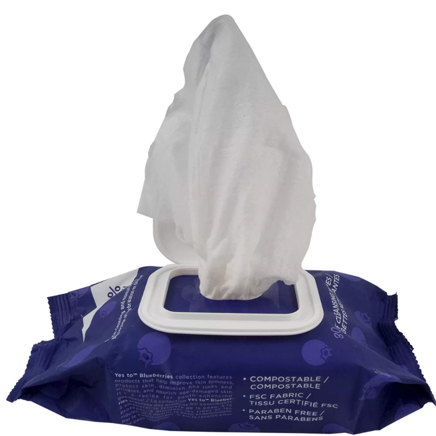 Yes To Superblueberries Skin Recharging Cleansing Facial Wipes for Stressed Skin, 30 Count (Pack of 2): Beauty