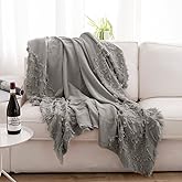 Simple&Opulence 100% Cotton Throw Blanket for Bed, Couch, Tufted Zigzag Knit Woven Boho Blanket with Tassels Soft Lightweight Breathable Cozy Blanket Farmhouse Decoration for All-Season(Grey)