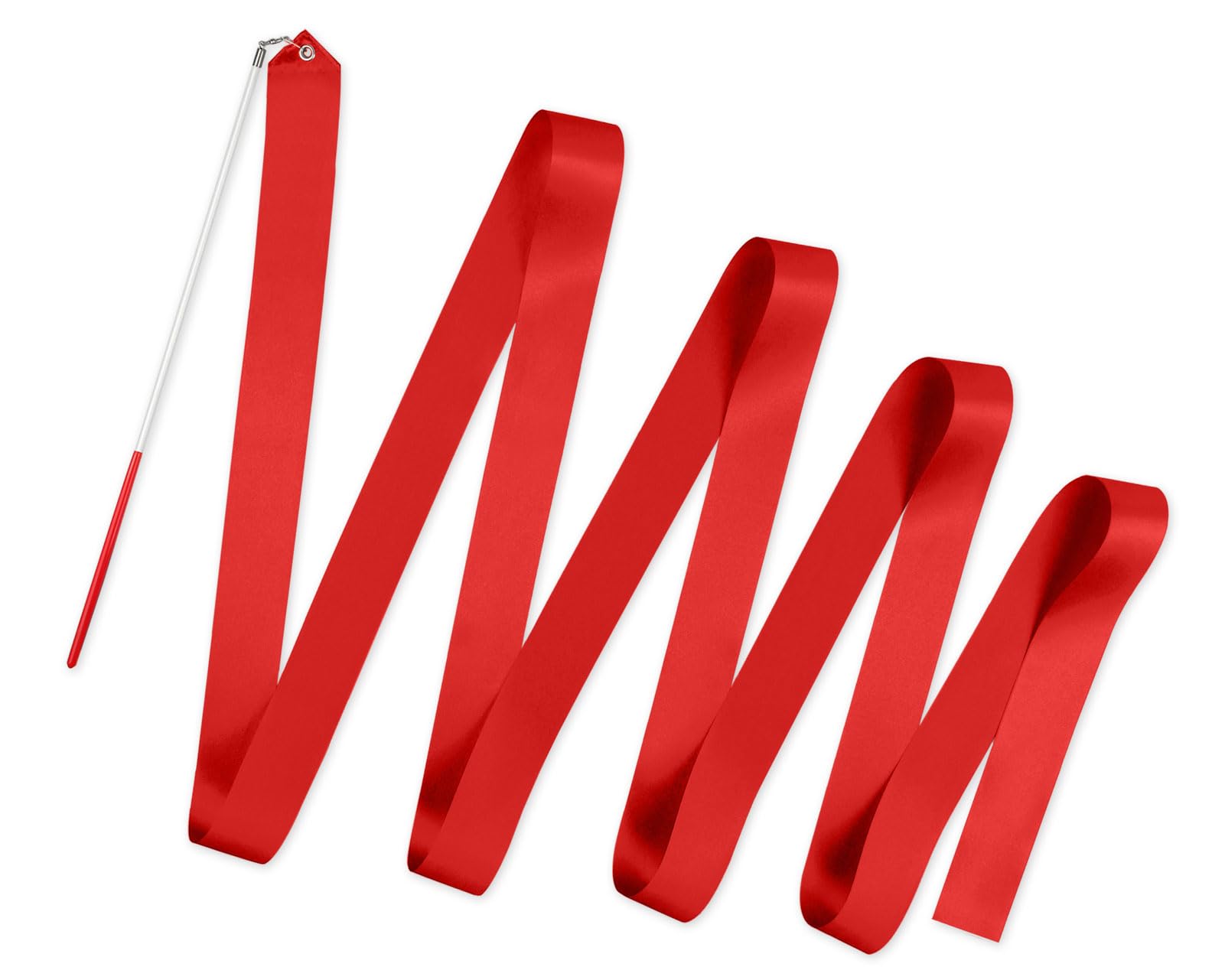 SCSpecial Dance Ribbons with Wands 4m Rhythmic Gymnastics Ribbon Dance Streamer for Kids Baton Twirling - Red