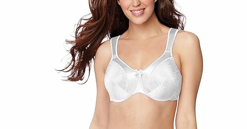 Bali Women's Satin Tracings Minimizer Underwire Bra, White, 42DD
