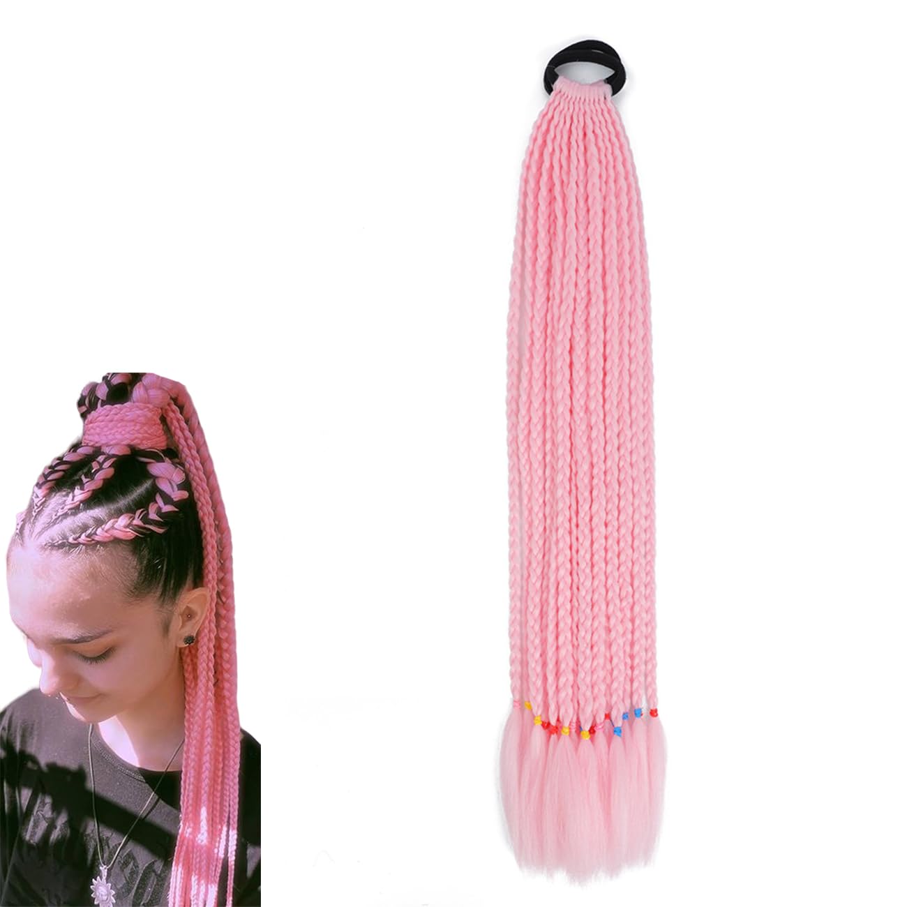 prinfantasy Braiding Hair Extensions Braiding Hair Fashion Synthetic Braid Hair Extensions for Women Braiding Pink Hair for Braiding Wigs Cosplay, BZ134 โ image 1