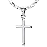 ZENLUNANO Cross Necklace with Luxury Gift Box - Top-grade 316L Stainless Steel Cross Pendant, Sleek Polished Design, Christian Jewelry for Men and Women