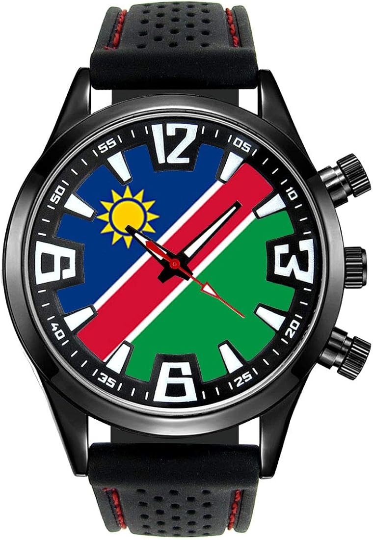 Timest Namibia Country Flag Mens Black Jelly Silicone