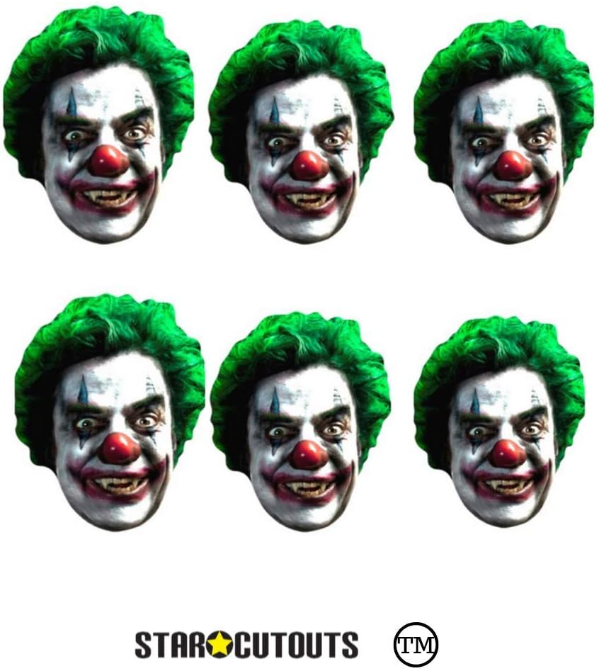 Star Cutouts stsmp145 - 6 Scary Clown Mask For Adult - One Size, Multicolor