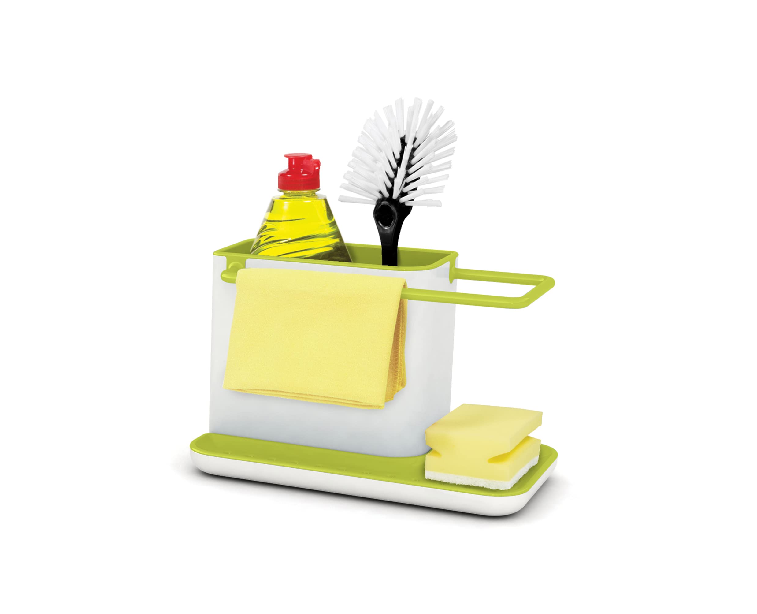 Joseph Joseph Caddy Kitchen Sink Area Organiser with Sponge Holder and Cloth Hanger - White/Green