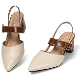 qibusleen 2" Sling Back Block Low Heels for Women Pointy Dressy Mule Pumps | Women's Closed Toe Chunky Heels Comfy Casual Strappy Mules Shoes for Party Work Office Noiseless Pump Shoes Options