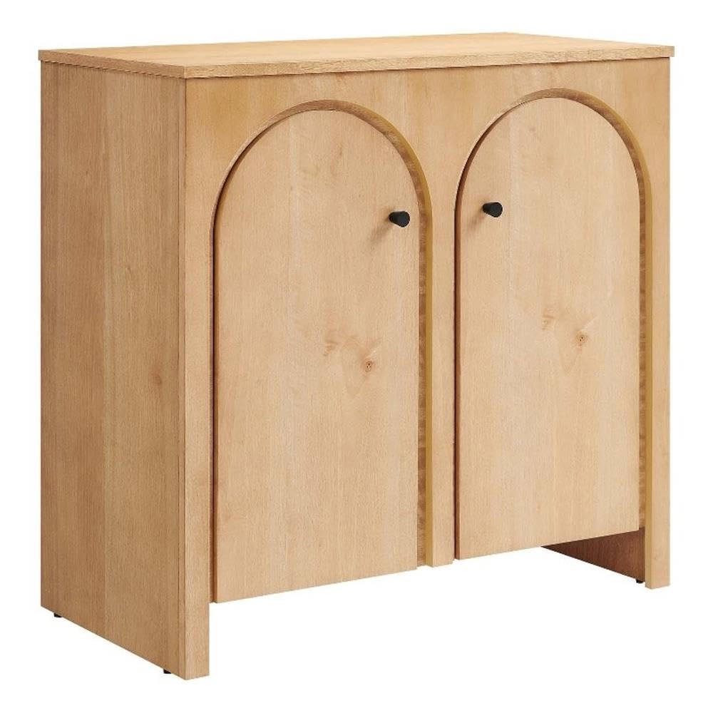 Photo 1 of Modway Appia 36 Inch Modern 2 Door Storage Cabinet in Oak Wood Veneer - Mid-Century Sideboard with Arched Doors - Versatile Storage for Living Room and Entryway - Small Hall and Bar Cabinet