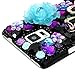 Note 4 Case,Galaxy Note 4 Case - Mavis's Diary 3D Handmade Bling Crystal Luxury Full Diamonds Shiny Music Note Blue Purple Flower Hard Back Case Black Cover for Samsung Galaxy Note 4 SM-N910S SM-N910C