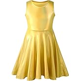 LUCKYGAL Girls Metallic Dresses Holographic Sparkly Shiny Party Dress Sleeveless Outfits