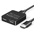 HDMI Splitter 1 in 2 Out, 4K HDMI Splitter for Dual Monitors, 1x2 HDMI Splitter 1 to 2 Amplifier Supports Full HD 1080P 3D for Xbox PS4 Fire Stick Blu-Ray HDTV (1 source onto 2 displays)