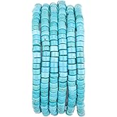 BEADIA Natural Blue Turquoise Spacer Beads Caps Loose Semi Gemstone for Beading Jewelry Making 4mmx2mm 38cm