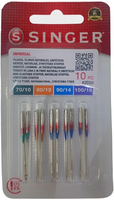 Singer 2020 130/705H Sewing Machine Needle Set 70/09 to 100/14 (10)
