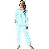 NACHILA Pajamas for Women-Viscose Made from Bamboo,Long Sleeve Pajama Sets Comfy Loungewear Pleated Pjs