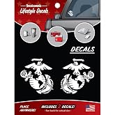 Decalcomania United States Marine Corps EGA Eagle Globe &amp; Anchor Vinyl Decals - Set of 2 4in White USMC Emblem Stickers for Tail Lights - Marine Corps Stickers and Decals for Car Windows or Tail Lamp
