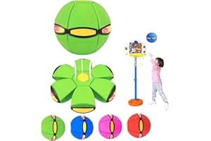 Magic Meta Ball Bouncing Ball,2026 New Magic Flying Saucer,Dual Form Freely Switchable with 6 Light for Outdoor Games (Green)