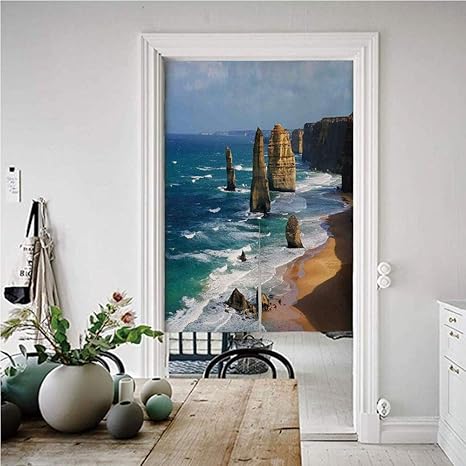 Amazon 海岸沿いの装飾 のれん おしゃれ 目隠し 85 1 オーストラリアの12人の使徒ロックフェイスルックアウトバイザシー観光パノラマ写真 おしゃれ ロング 居酒屋 店 部屋 玄関 入り口 間仕切り インテリア のれん オンライン通販
