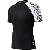 HUGE SPORTS Men's Splice UV Sun Protection UPF 50+ Skins Rash Guard Short Sleeves