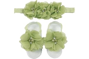 LDDCX Baby girls infant crochet butterfly headbands and knitted flower barefoot sandals.(BBFJ3) (C)