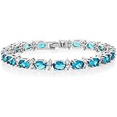 Gem Stone King 20.00 Ct Gorgeous Oval and Round 7 Inch Sparkling Cubic Zirconia CZ Tennis Bracelet For Women