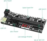Hagsnec 6 PCIE Riser 1x to 16x 3.3V Digital Meter LED BTC Mining Extension Card view 6