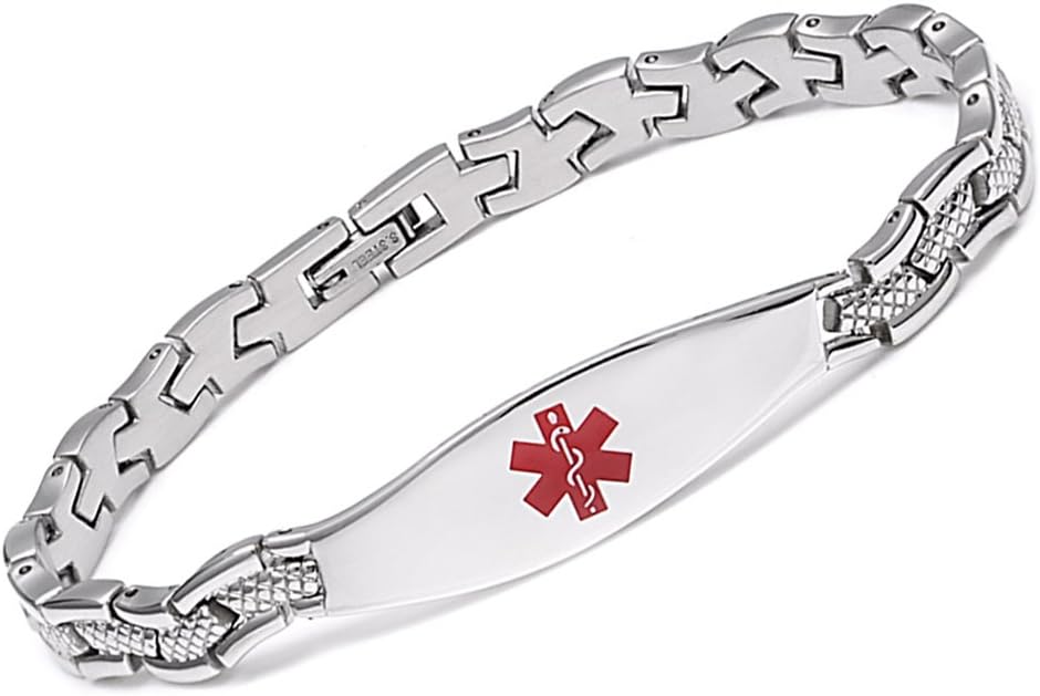 Stainless Steel Mermaid Medical id Bracelets for Girl & Women-Free Engraving
