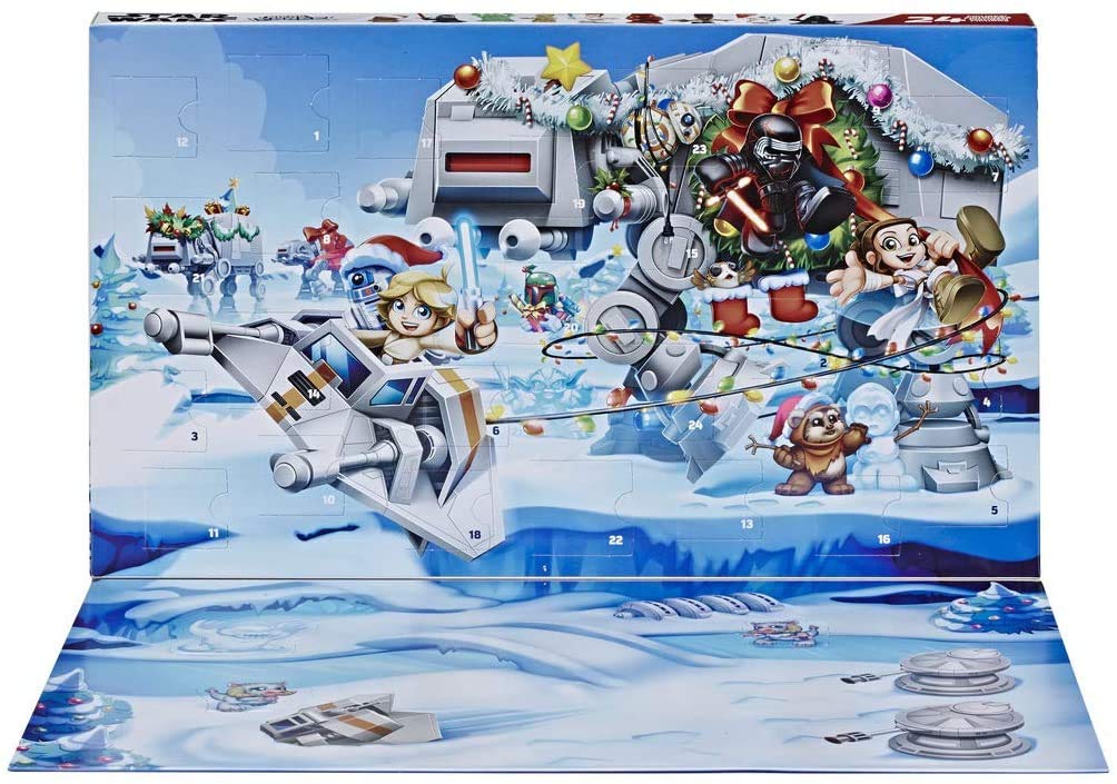 Star Wars Micro Force Advent Calendar Winter Backdrop, 24 Mini Surprise Figures to Collect and 7