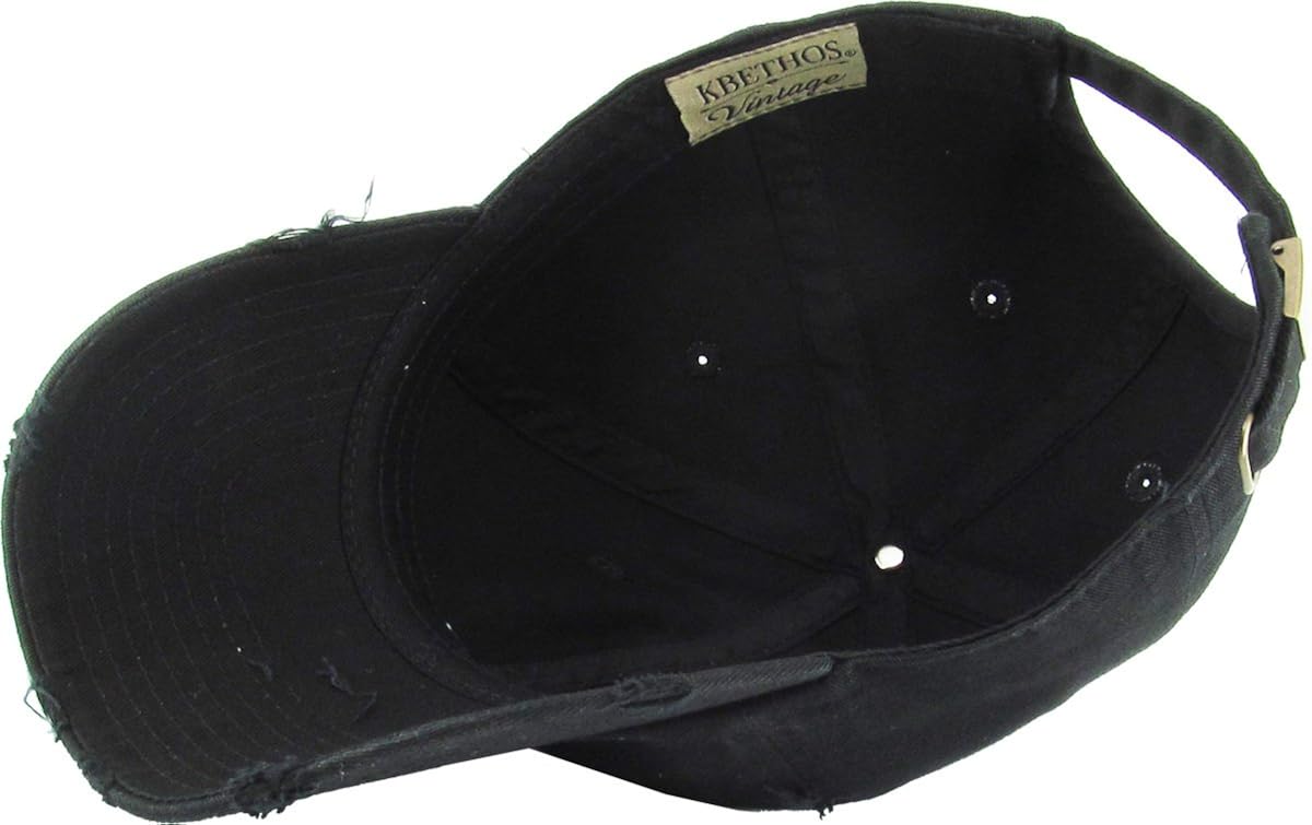 KBETHOS Vintage Washed Distressed Cotton Dad Hat Baseball Cap Adjustable Polo Trucker Unisex Style Headwear (Vintage) Black Adjustable: Clothing