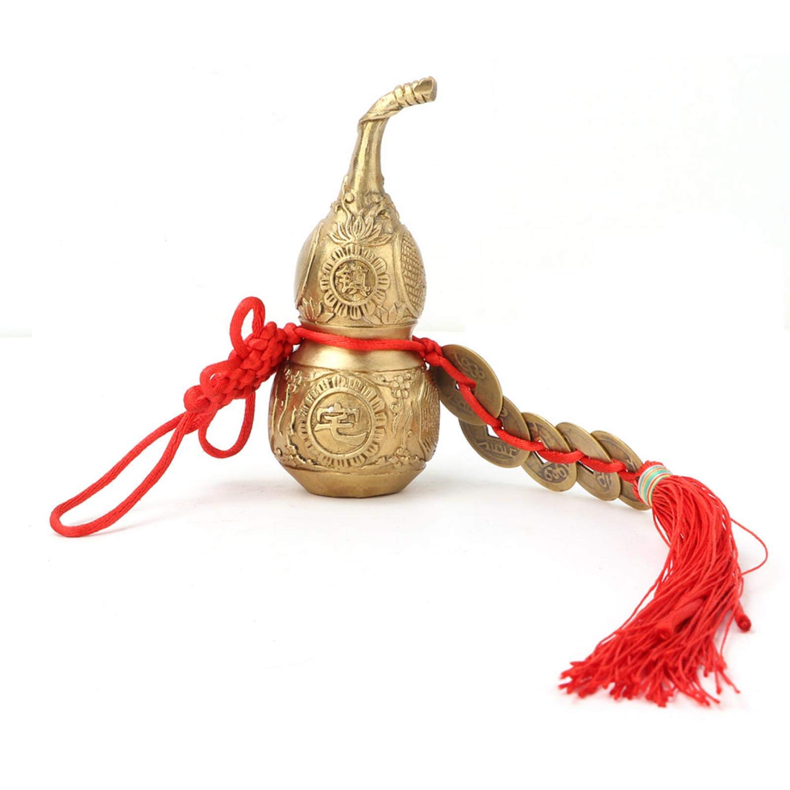 Tiiyee Brass Cucurbit Wu Lou Statue Feng Shui Taoist Symbol of Luck Treasure Peaceful for Housewarming Gifts Home Decoration Ornament Collectible Garden Decor Health Prosperity