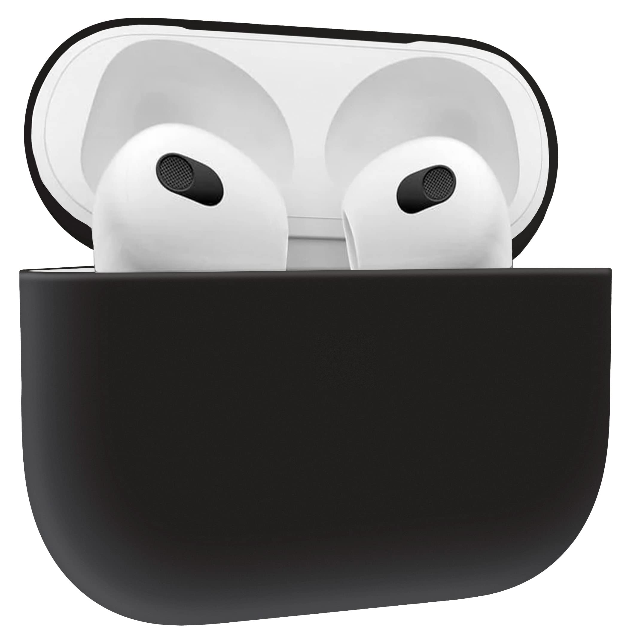 MyGadget Silicone Case compatible with Apple AirPods 3rd Generation - Shockproof Cover for Bluetooth Earphones - Anti-Slip Skin in Matte Black