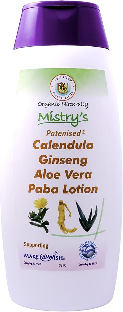 Mistrys Potenised Calendula Ginseng Aloe Vera Paba Lotion 200ml Moisturising