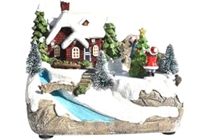 OCHINE Forart Christmas Decorations Christmas Colorful Music Luminous House Snow Small House Home Decoration Resin Christmas Scene Village Houses Town Christmas Ornaments