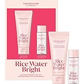 The Face Shop Rice Water Bright Vegan Double Cleanse Trial Set, Travel Size, Foaming Cleanser & Mini Cleansing Oil, Korean Skin Care, Gentle Face Cleanser & Pore Control, Moisturizing Makeup Remover