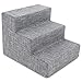 Best Pet Supplies Dog Stairs & Steps - Foam Steps for Small Dogs & Cats, Non-Slip Indoor Balanced Pet Step Support, Dog Ramp, No Assembly, Ash Gray Linen, 3-Step (13.5-inch Height)