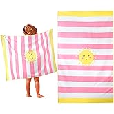 HunnmingRe Kids Beach Towels Girls Boys Cute Beach Towel 50 x 30 Inch Microfiber Absorbent Bath Towel Dry Pool Bath Supplies for Party Gifts Swimming Camping Decoration(Pink, Sun)