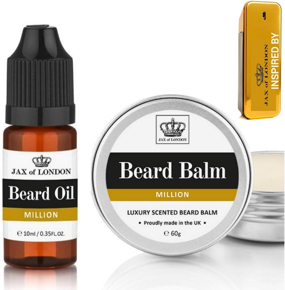 JAX OF LONDON Beard Balm & Oil Set 60g 10ml Men "Million" Scent Natural UK Made