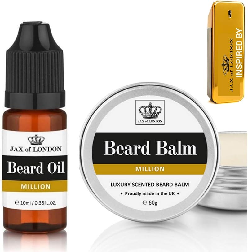JAX OF LONDON Beard Balm & Oil Set 60g 10ml Men "Million" Scent Natural UK Made
