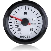 DriSentri Boost Gauge, 6032BL 2" 52mm 12V Blue LED 0~30in.Hg / 0~30PSI Turbo Boost Gauge Meter with Sensor for Car Boat Truck ATV